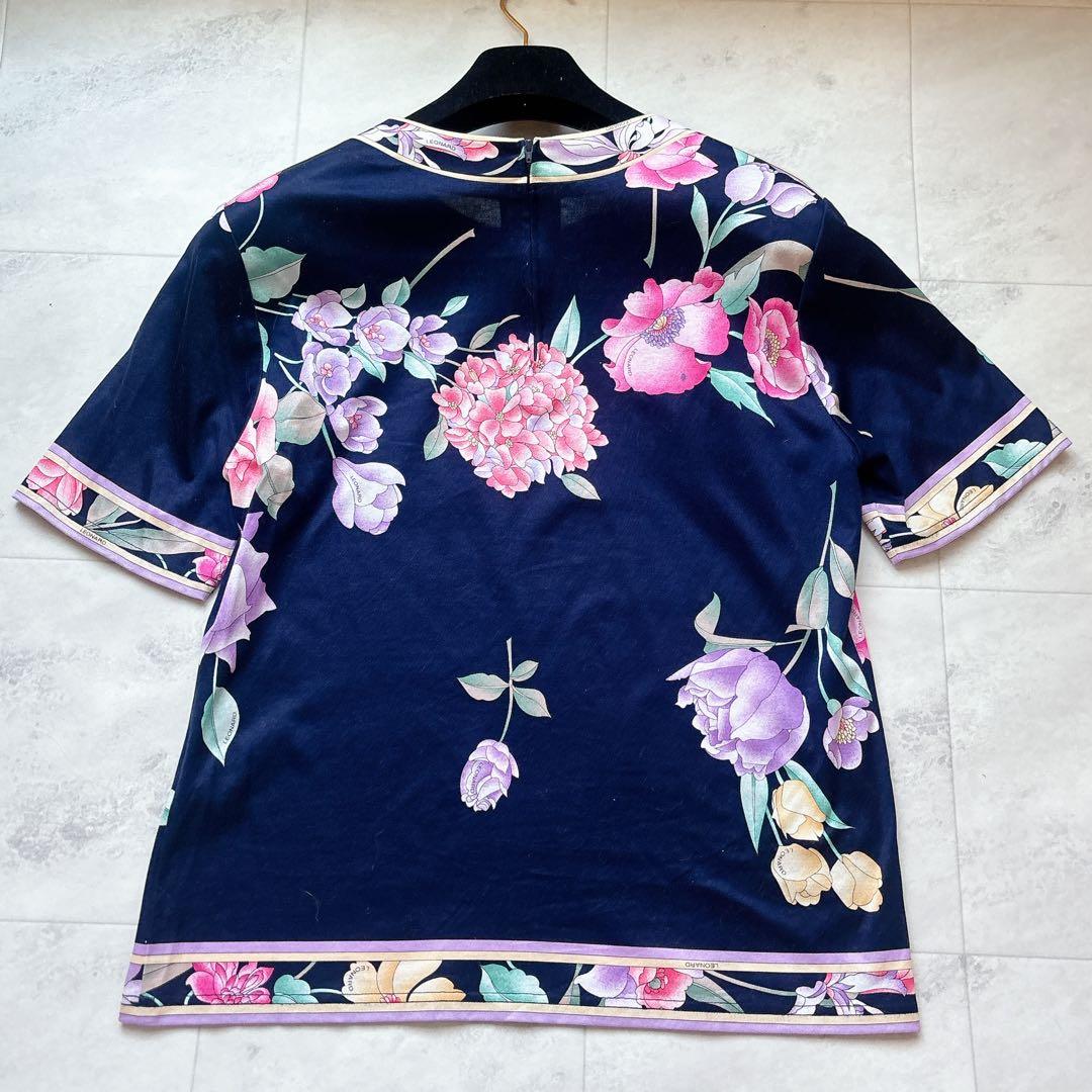 極美品✨レオナール 半袖ブラウス トリム 花柄 L レディース