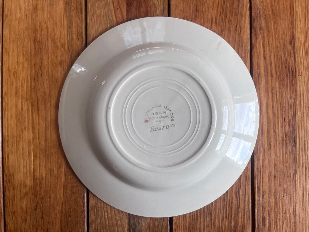 【美品】HBCMクレイユモントロー　3 バスク柄 フランスアンティーク　深皿