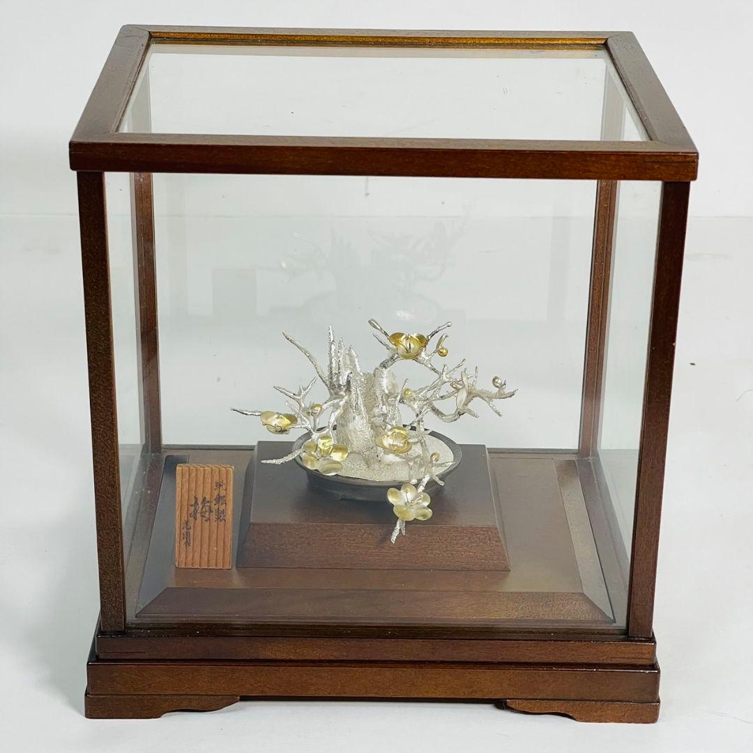 純銀 梅 光則作 純銀製梅 飾り 純銀飾り 梅　銀細工 日本工芸品 工芸品レア