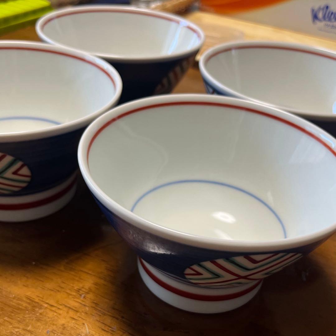 砥部焼　梅山窯　くらわんか　茶碗　4客