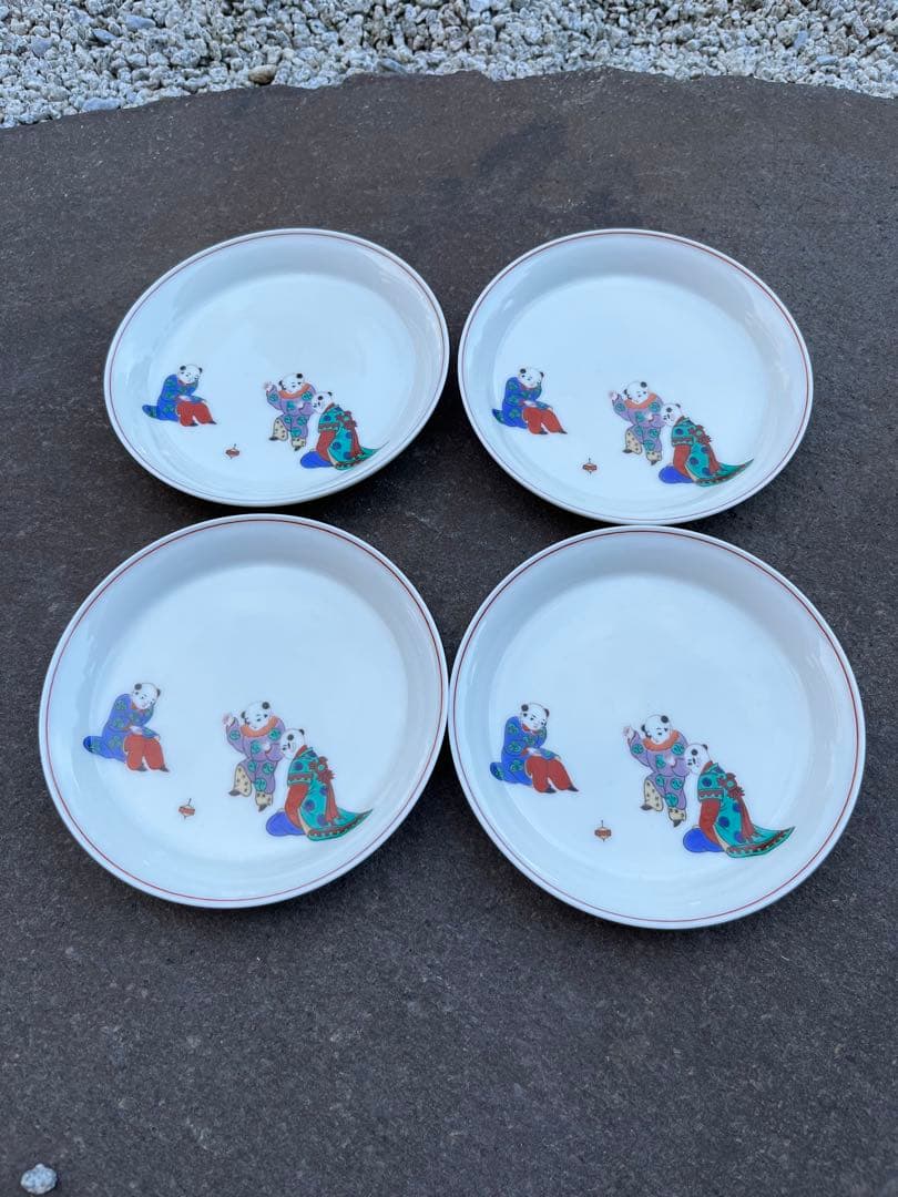 有田焼　香蘭社　唐子あそび　4枚セット　アンティーク