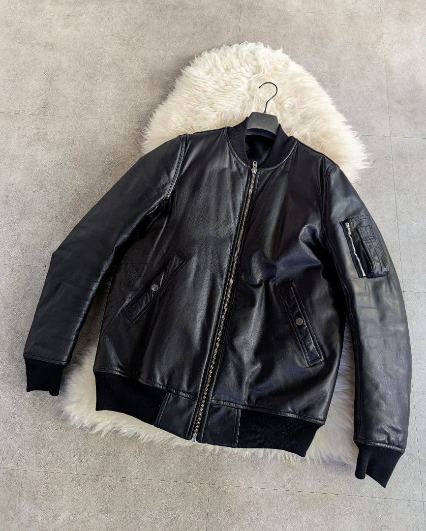 ゴ*ス様 稀少極美　リックオウエンス　カーフレザー　グース　パデッド　ボンバー