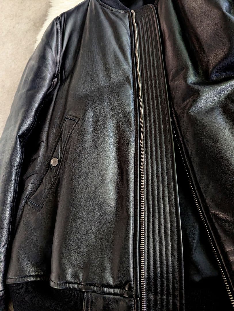 ゴ*ス様 稀少極美　リックオウエンス　カーフレザー　グース　パデッド　ボンバー