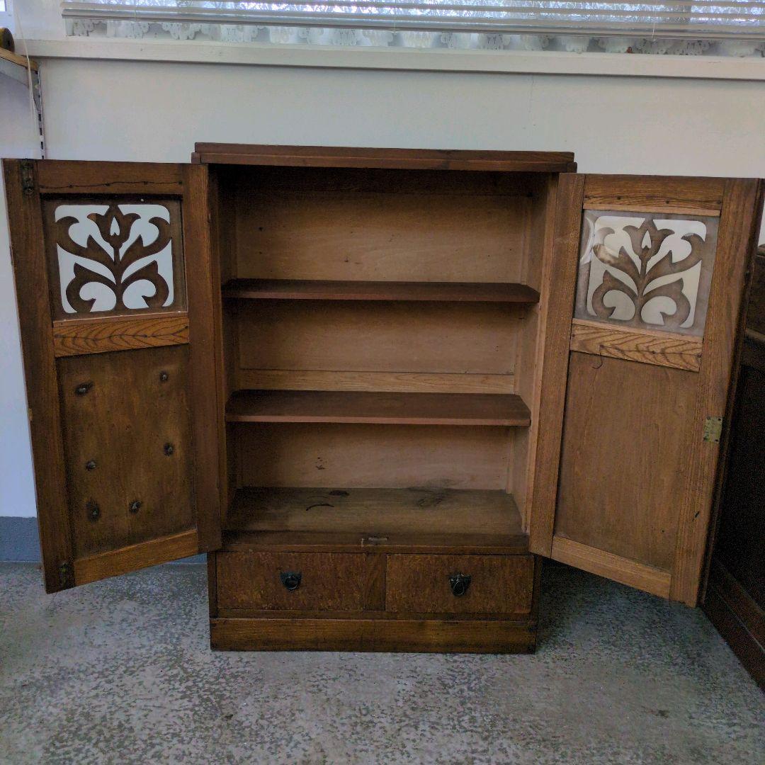 希少　アンティーク　棚　シェルフ　木製 本棚　食器棚