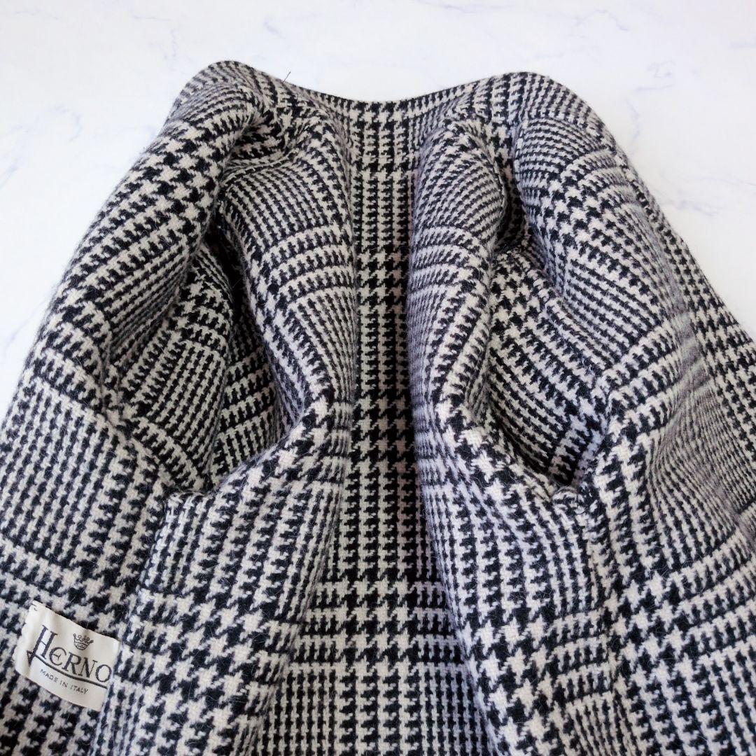 HERNO ヘルノ チェスターコート ツイード ダブル チェック柄 F