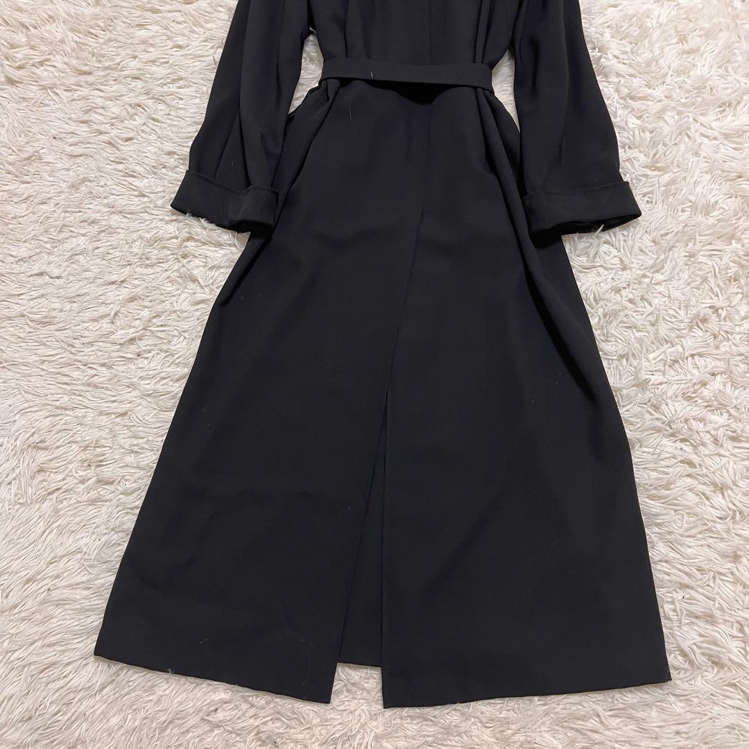 【美品】マックスマーラ　白マグ　薄手　コート　羽織り　ベルト　ロング丈　黒　高級