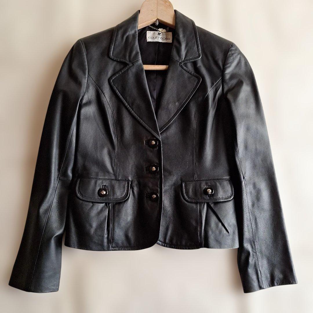 courrèges 黒 レザージャケット