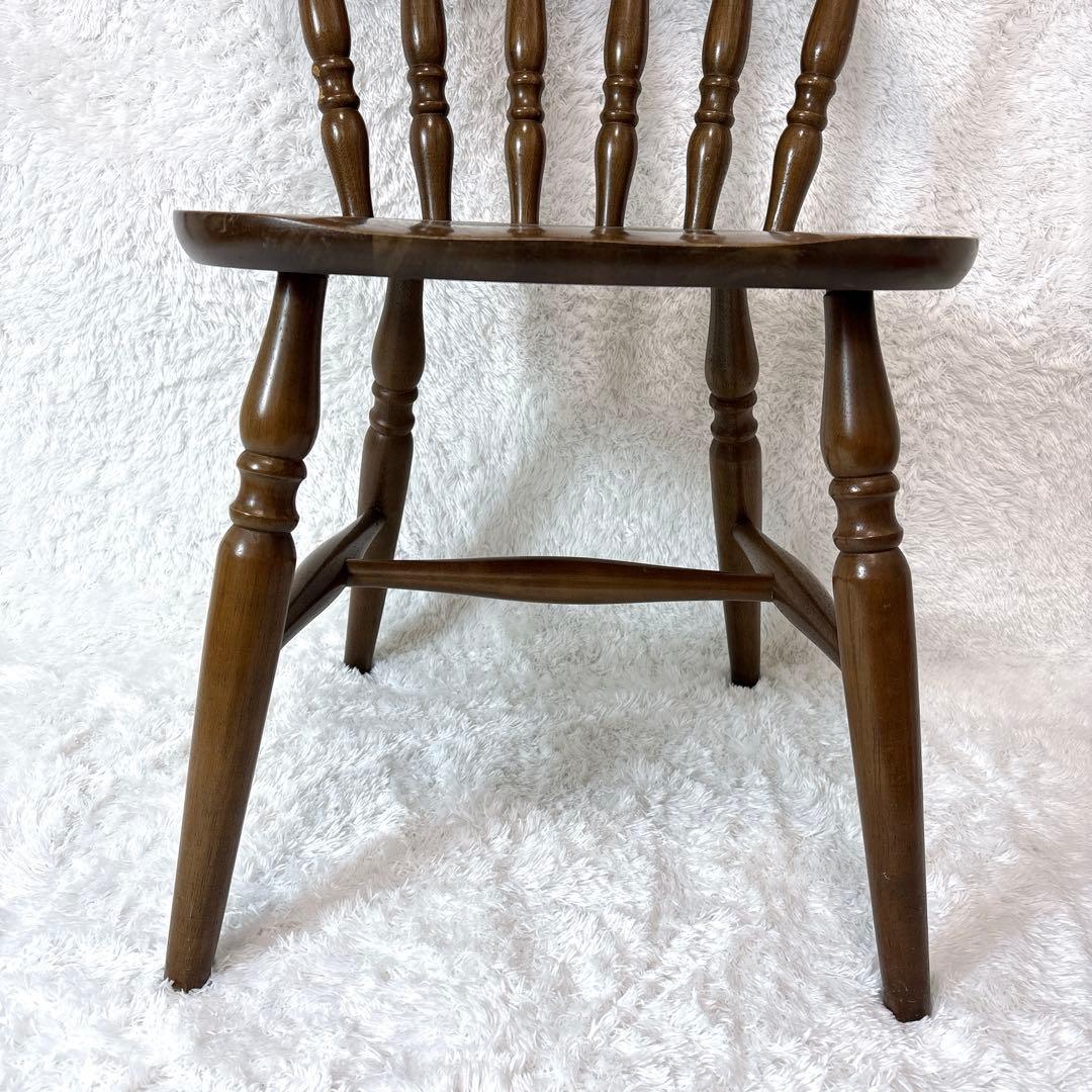 木製 アンティーク調 レトロ スピンドルバックチェア ブラウン