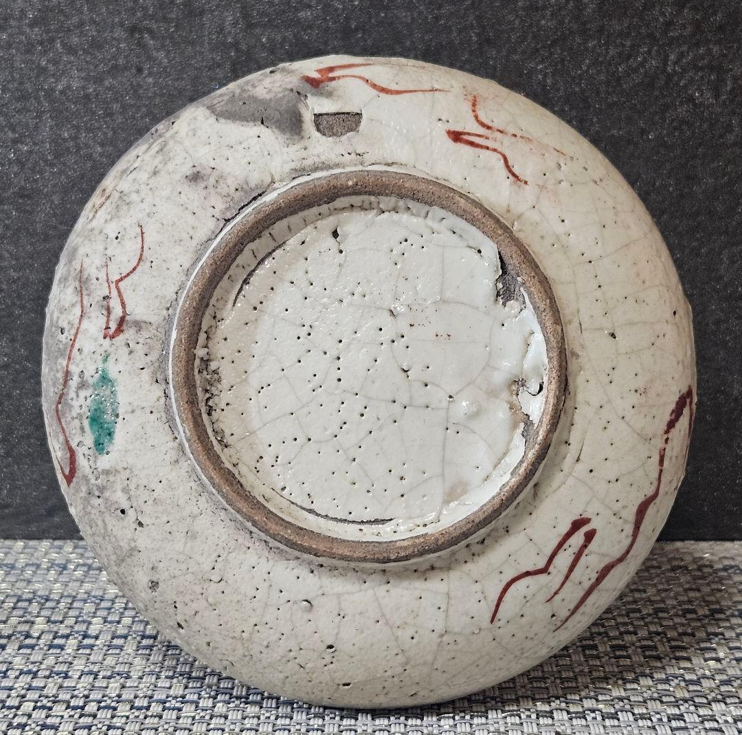 中国古美術　中国古陶磁器　明代　呉須赤絵　青釉　山水図　10.6cm小皿　豆皿