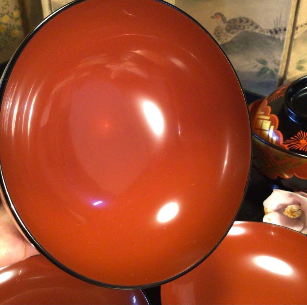 A1062 木製漆器　懐石道具　秀衡塗　椀　（丸三漆器）5客箸　5膳　揃え