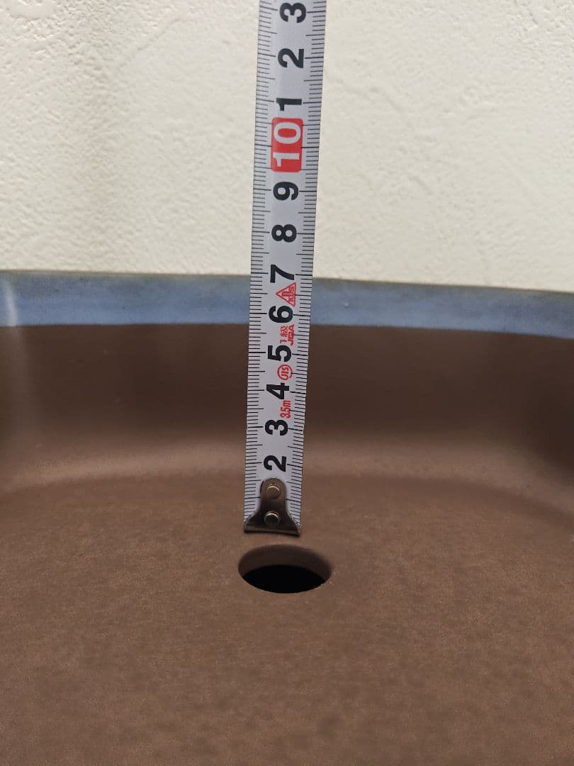 陶器製四角形　盆栽鉢 青 中型　落款　清峰