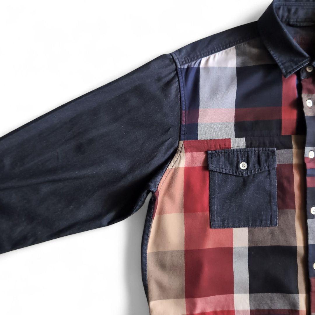 美品 クレストブリッジ 前面チェック デニム 長袖シャツ L インディゴ