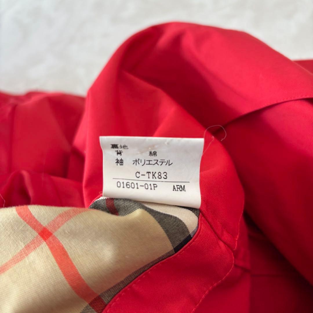BURBERRY バーバリー　金ボタン　ノバチェック　ステンカラーコート　レッド
