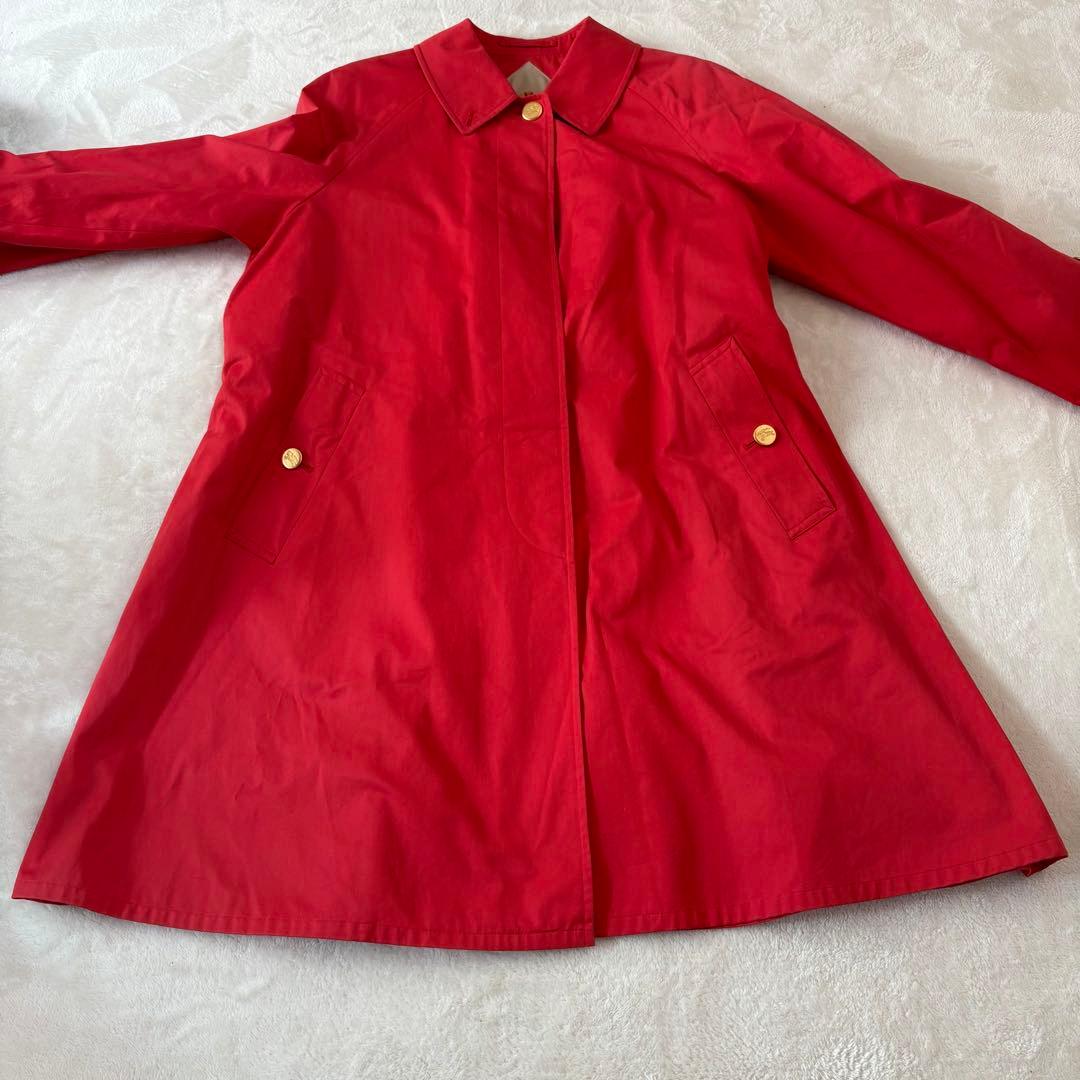 BURBERRY バーバリー　金ボタン　ノバチェック　ステンカラーコート　レッド