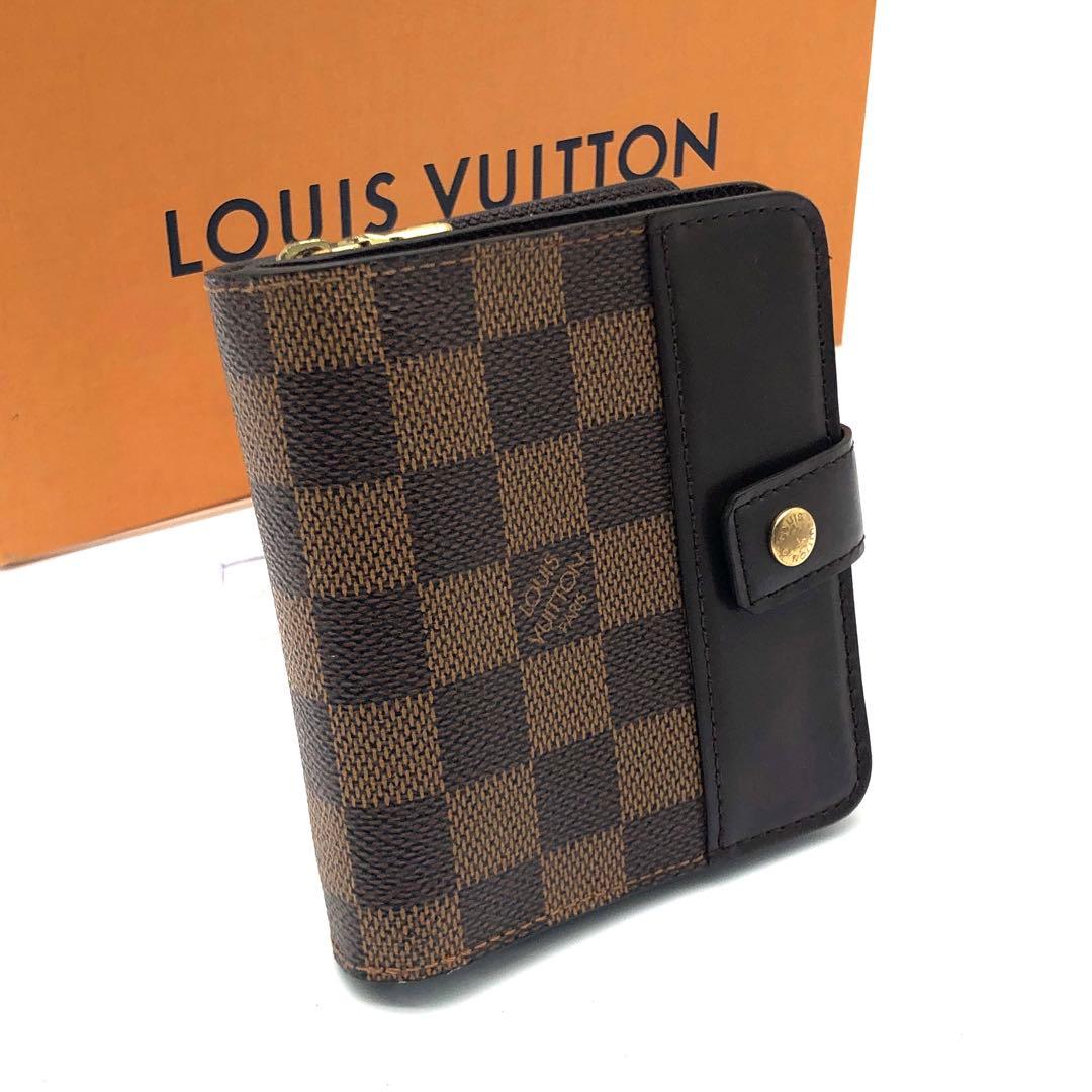 ルイヴィトン ダミエ コンパクトジップ 二つ折り財布 ブラウン レディース