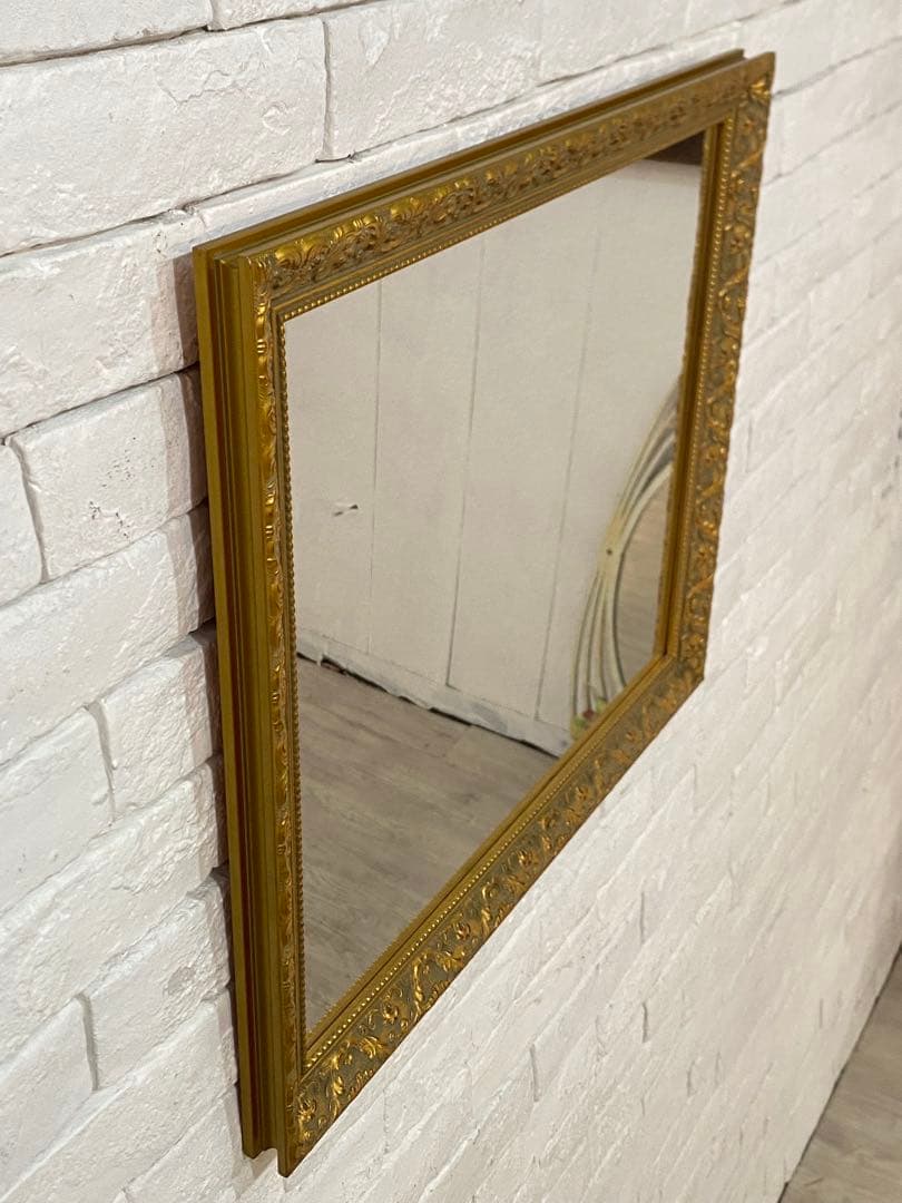 【ちぇる】高級　アンティーク　ゴールド　フレーム　ミラー　鏡