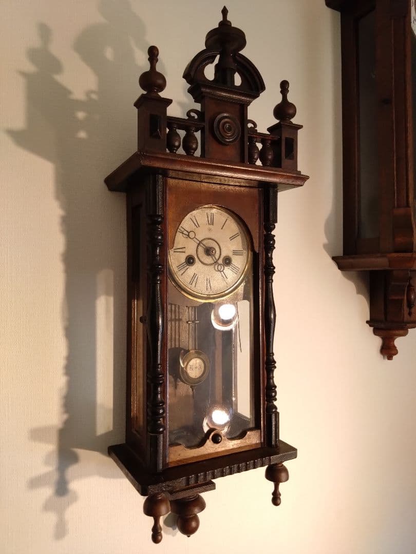 柱時計　ユンハンス　小型スリゲル　ゼンマイ　昭和レトロ　アンティーク　精工舎