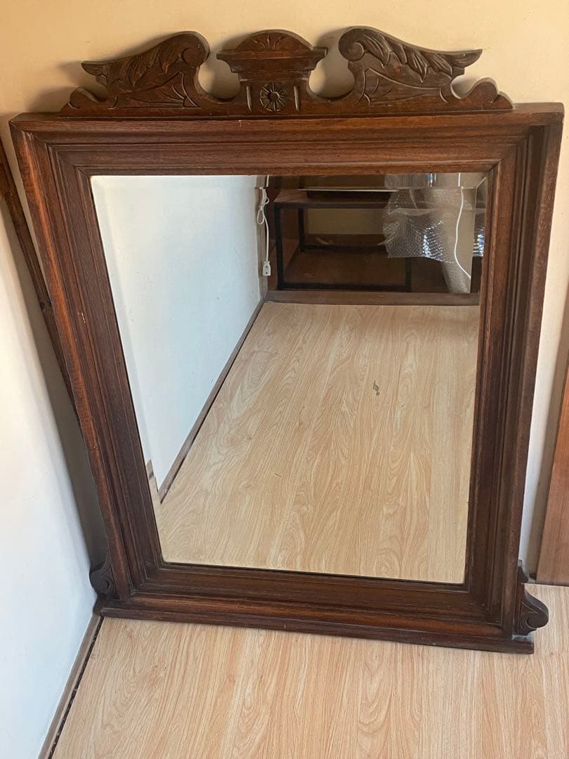鏡 壁掛け ウォールミラー　アンティーク　木製　ヴィンテージ