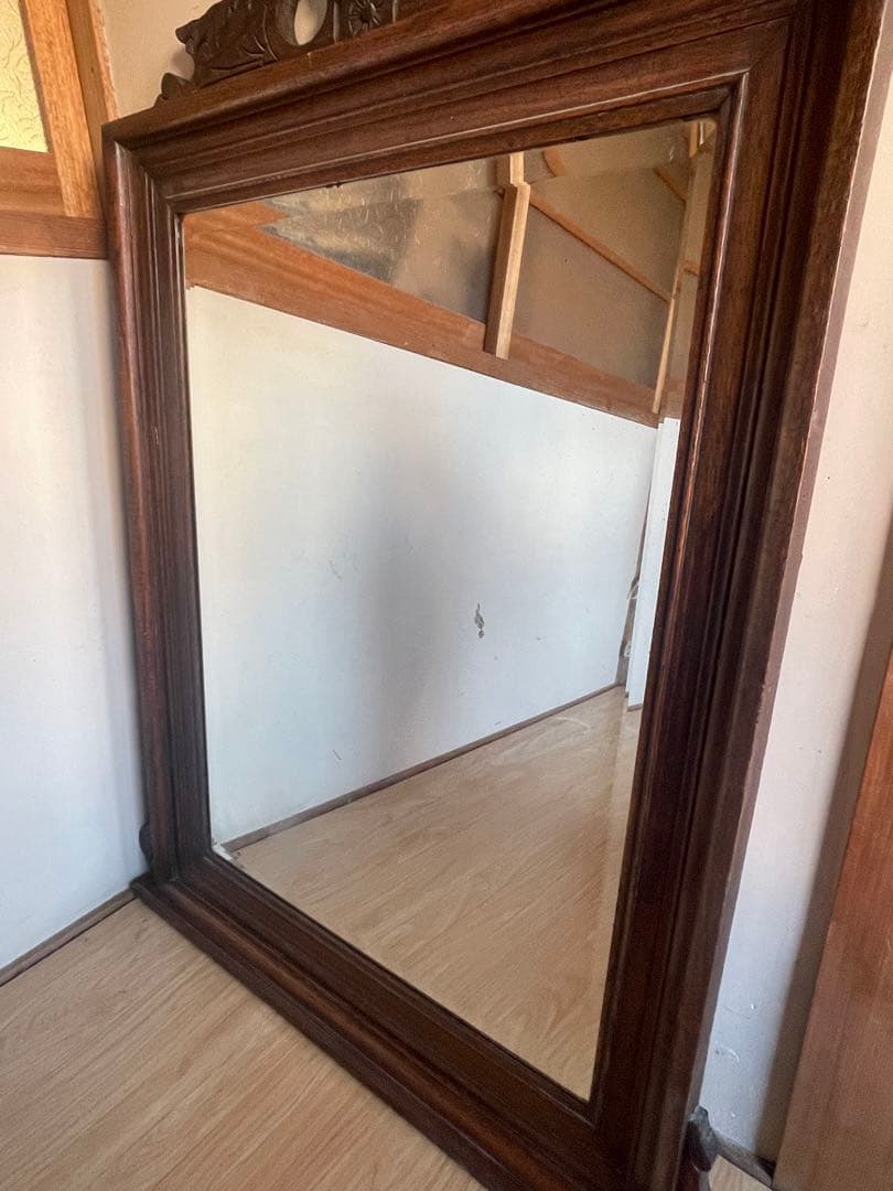 鏡 壁掛け ウォールミラー　アンティーク　木製　ヴィンテージ