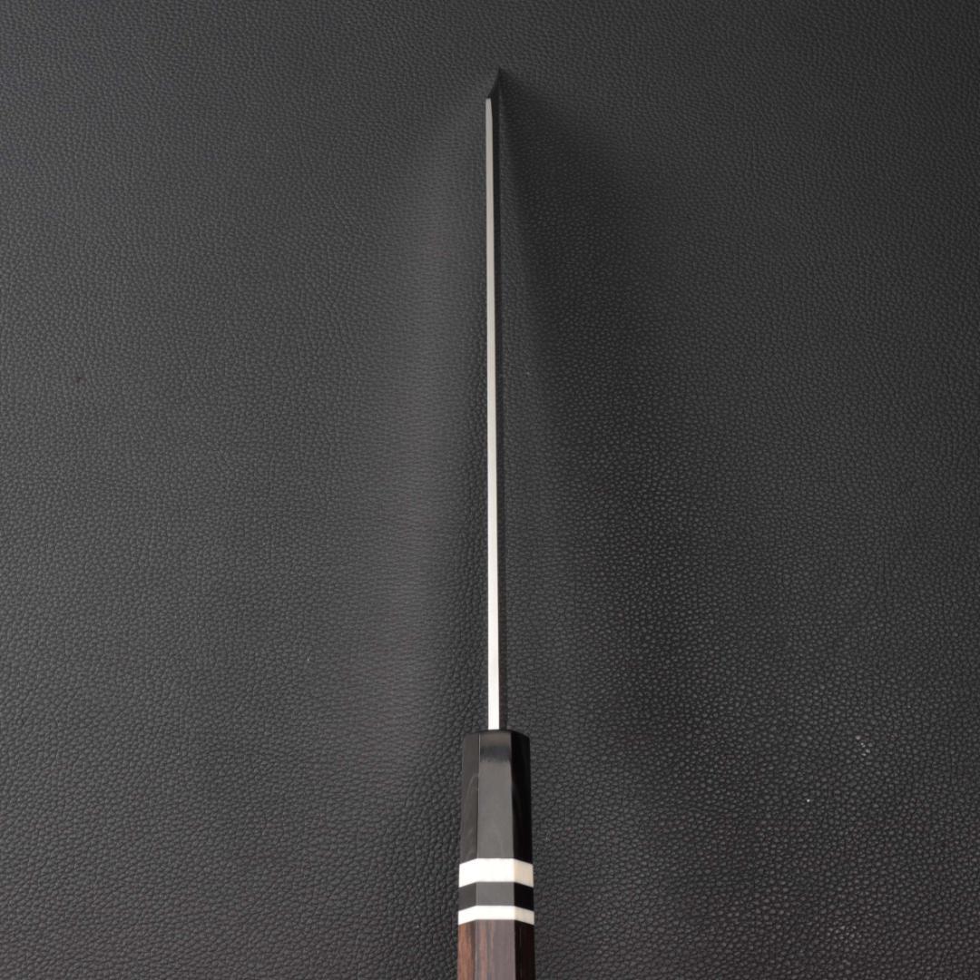 10270 極薄ムキモノ包丁 8寸 刺身包丁 和包丁 黒檀黒水牛白三本巻八角柄