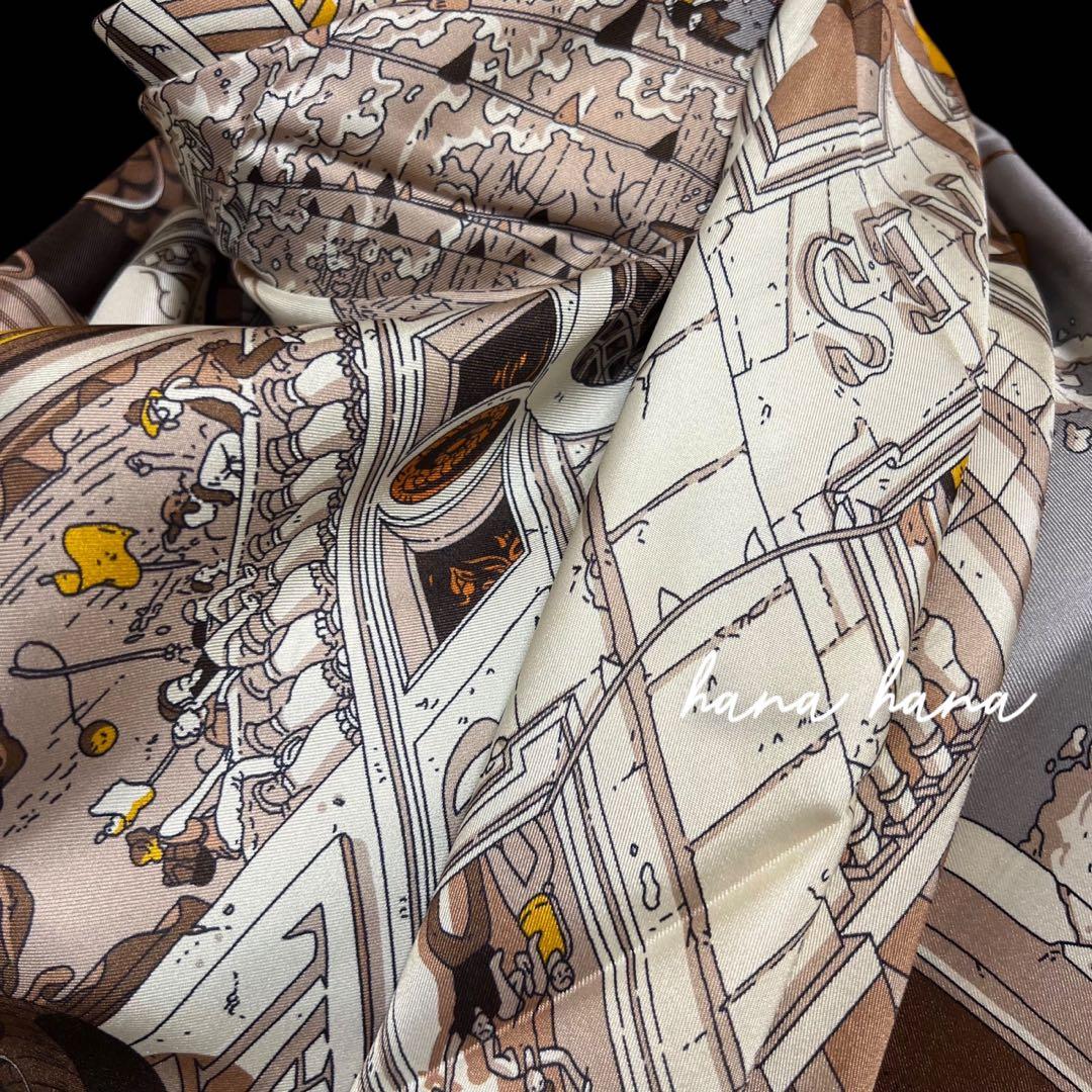 ×135 大判 マルベリー シルク スカーフ ストール ショール ブラウン 茶