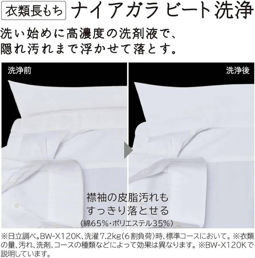 りあん 日立ビートウォッシュ BW-X120K AIお洗濯 スマホサポート