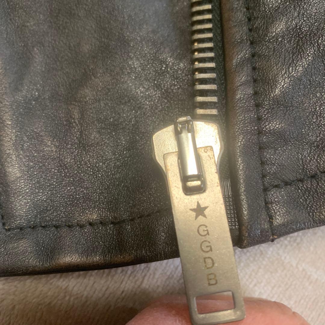 ゴールデングースブラックレザーライダースジャケット