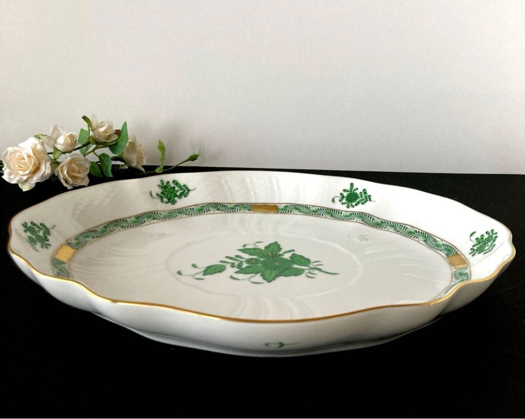 HEREND ヘレンド アポニーグリーン　オーバルディッシュ