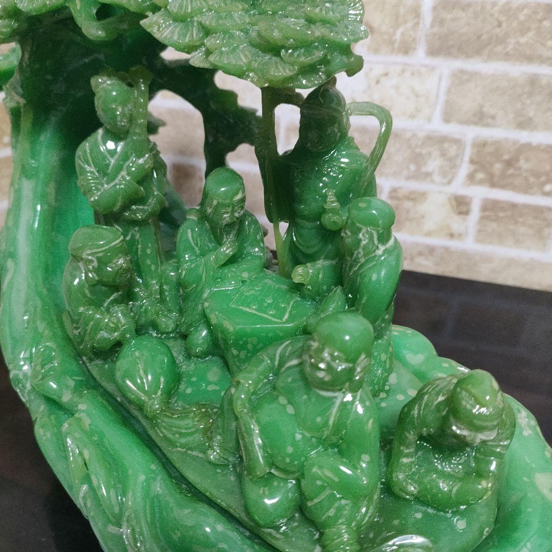 縁起物 翡翠風 七福神 置物 高さ25cm☓横幅36cmサイズ