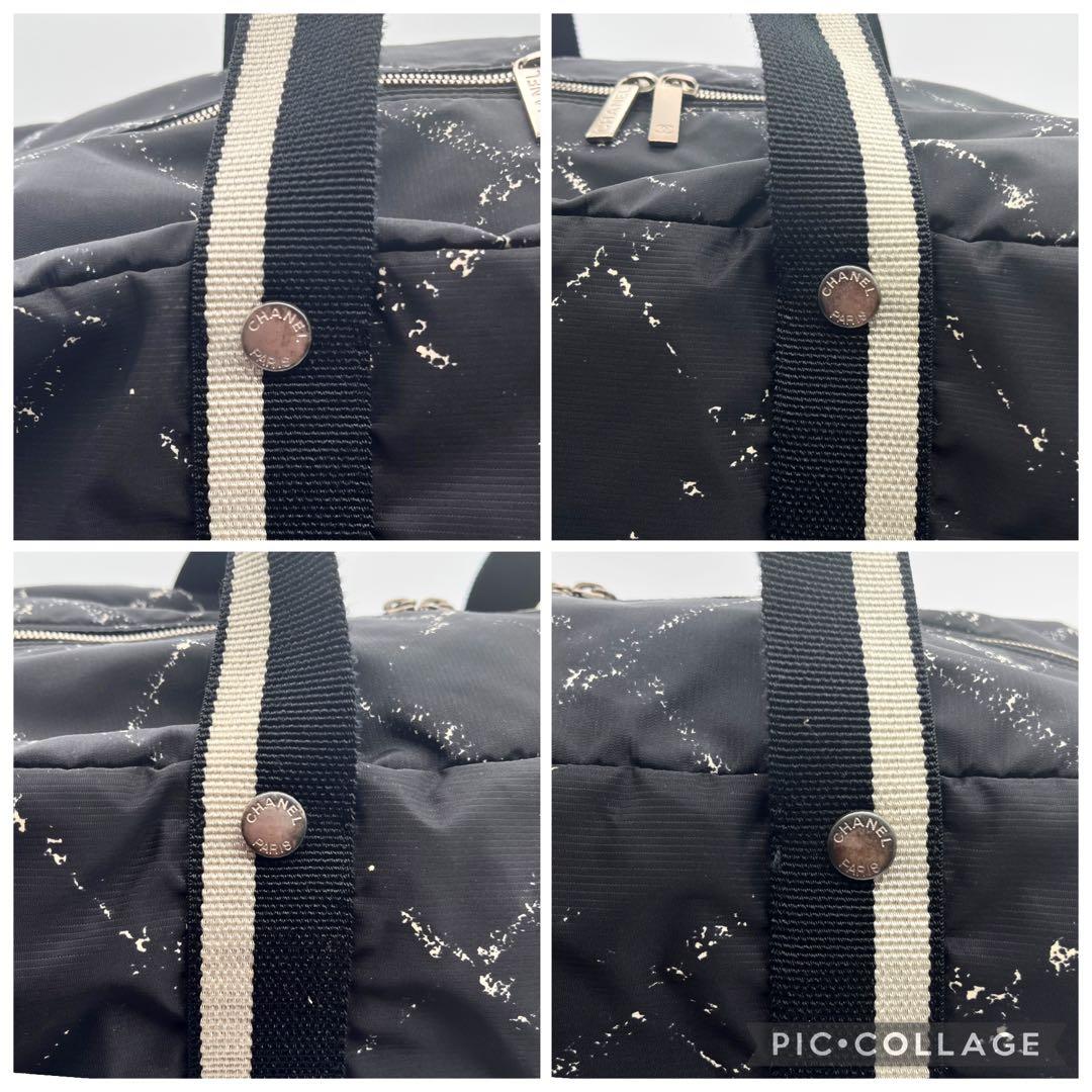CHANEL シャネル 旧トラベルライン ボストンバッグ ブラック系