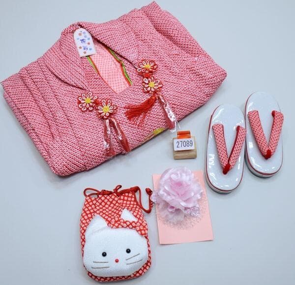 七五三 三歳 女児 被布着物セット 正絹 総絞り 夢想 お仕立て無料