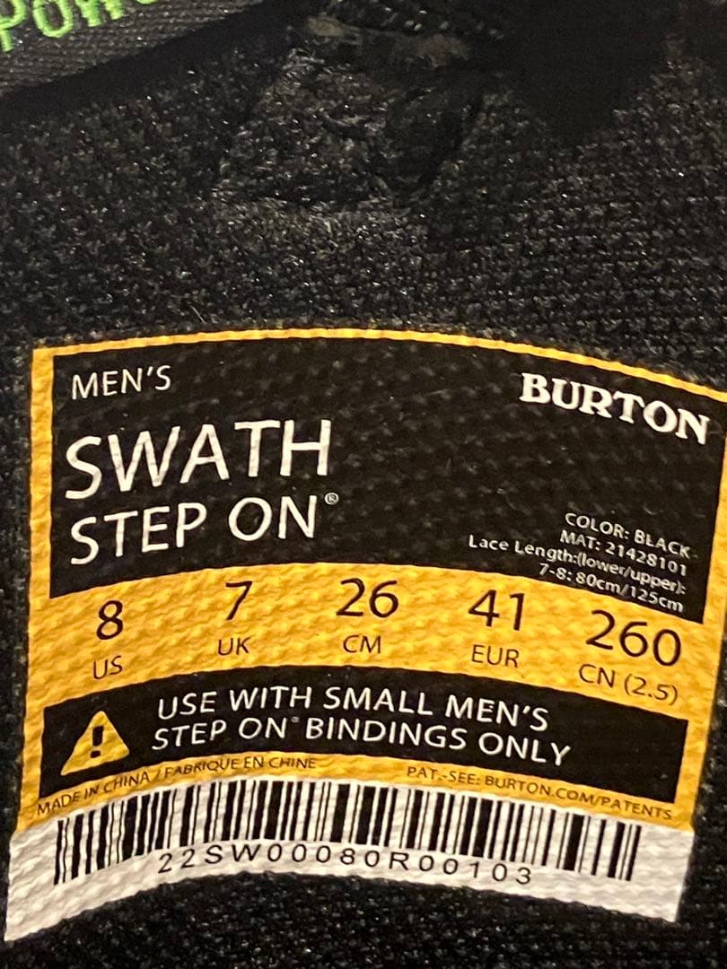 たばてぃーBURTONSTEPONスノーボードブーツ26.0ビンディングS