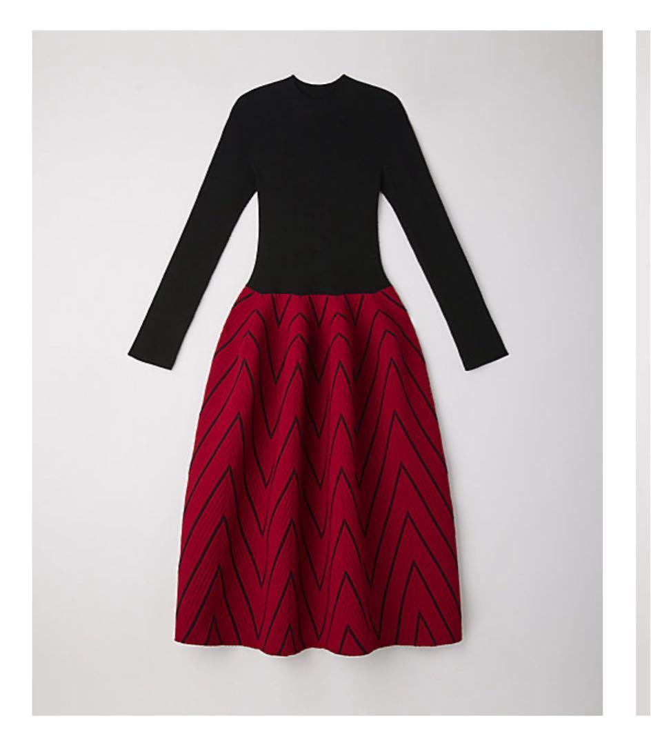 新春セール　タグ付き　未使用　シーエフシーエル　ロングワンピース　ブラックレッド