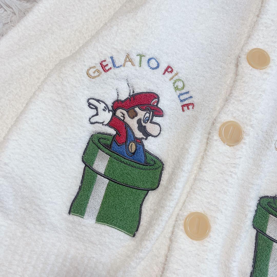 新品 ジェラートピケ スーパーマリオ ベビモコジャガードショールカーディガン