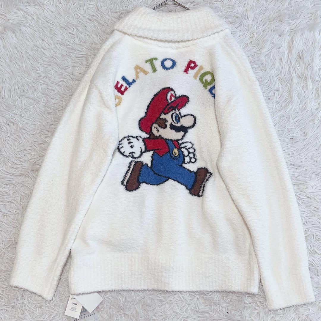 新品 ジェラートピケ スーパーマリオ ベビモコジャガードショールカーディガン