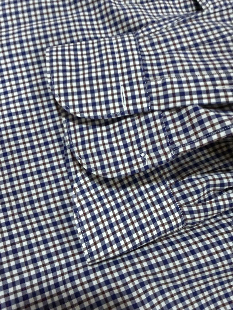 「専用」Finamore フィナモレ コットン チェック ネイビーベース 36