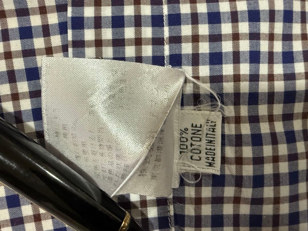 「専用」Finamore フィナモレ コットン チェック ネイビーベース 36