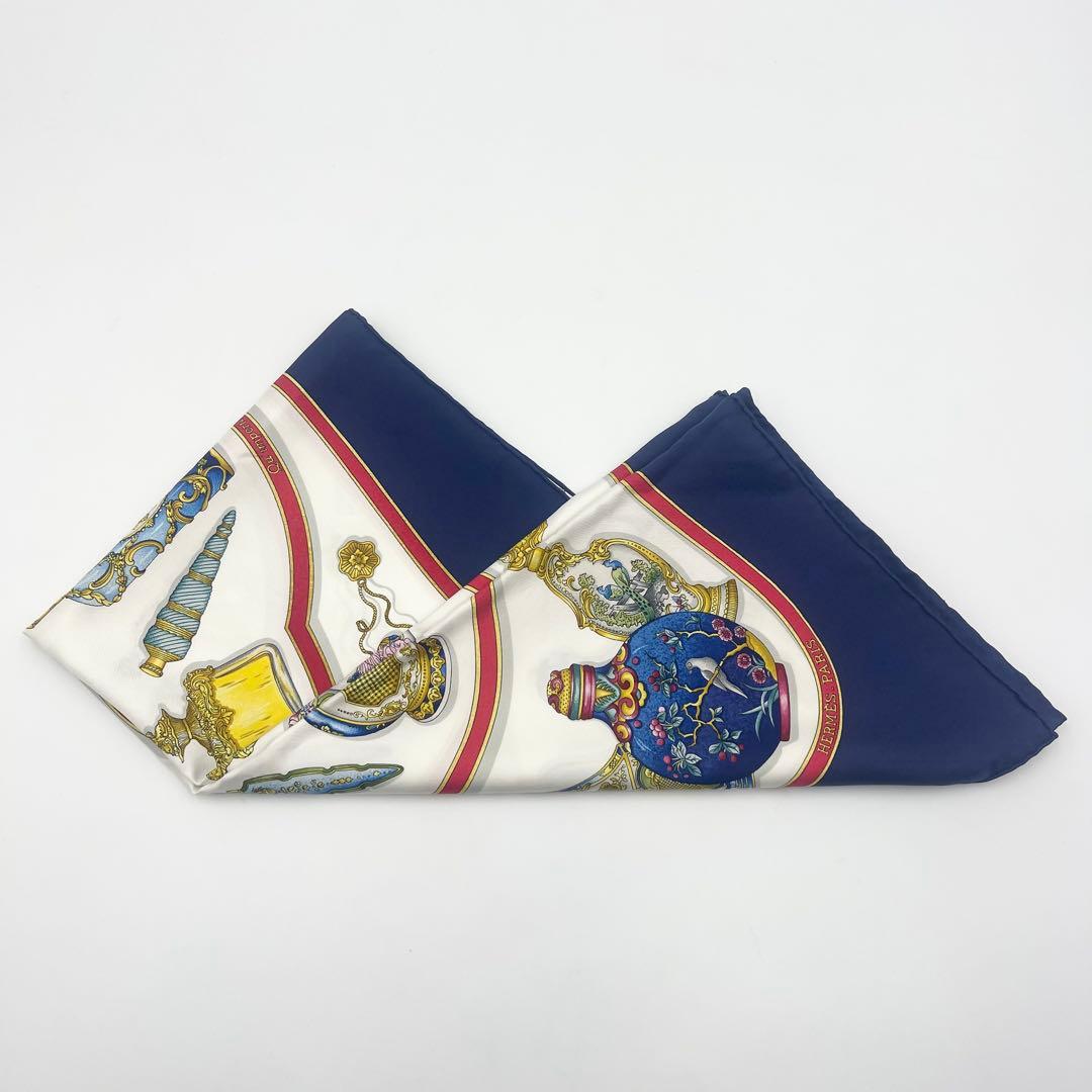 HERMES エルメス スカーフ カレ90 香水瓶 大判 シルク100%