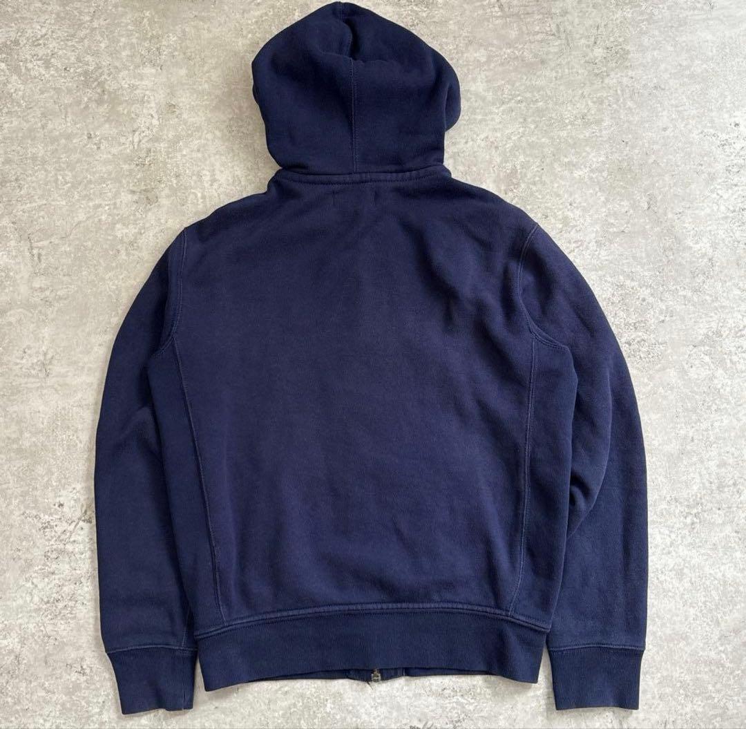 90s ポロラルフローレン ジップアップ パーカー サーマル 刺繍 ネイビー 紺
