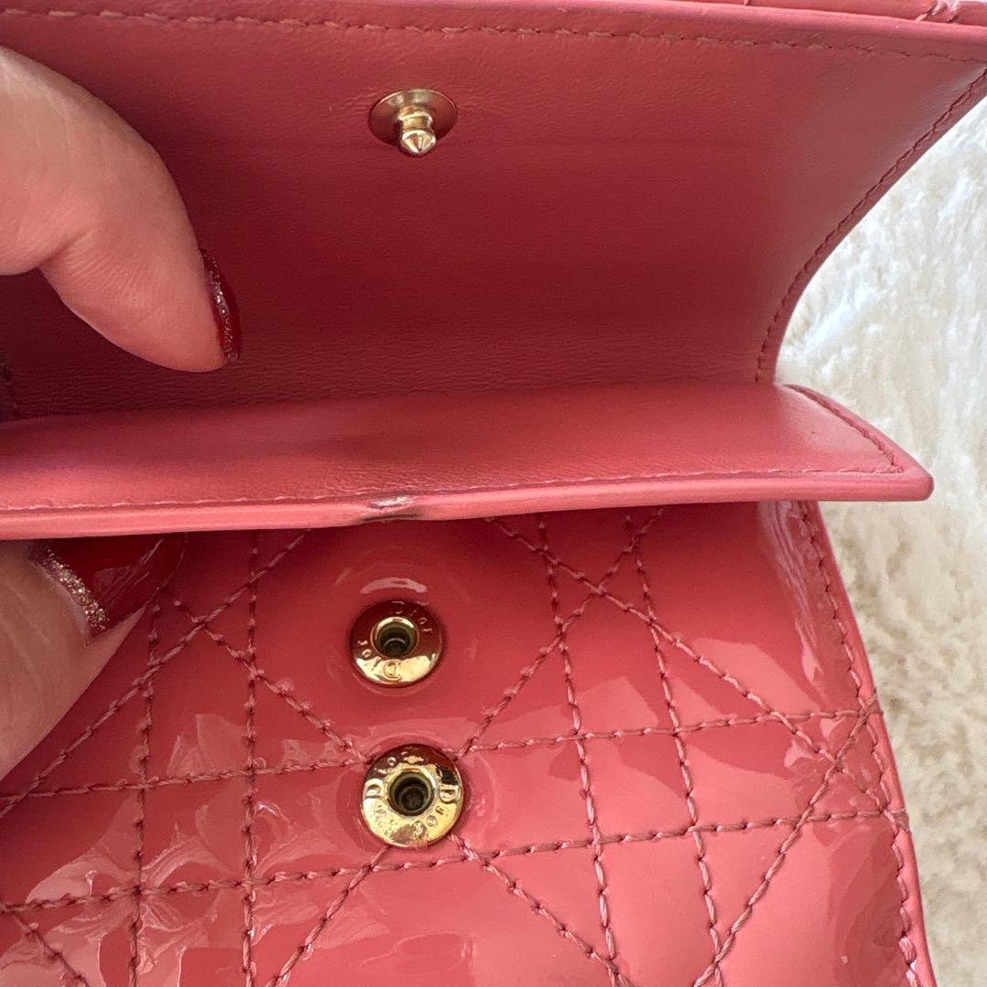 ミ*⁾様 DIORキルティング三つ折り財布 サーモンピンク