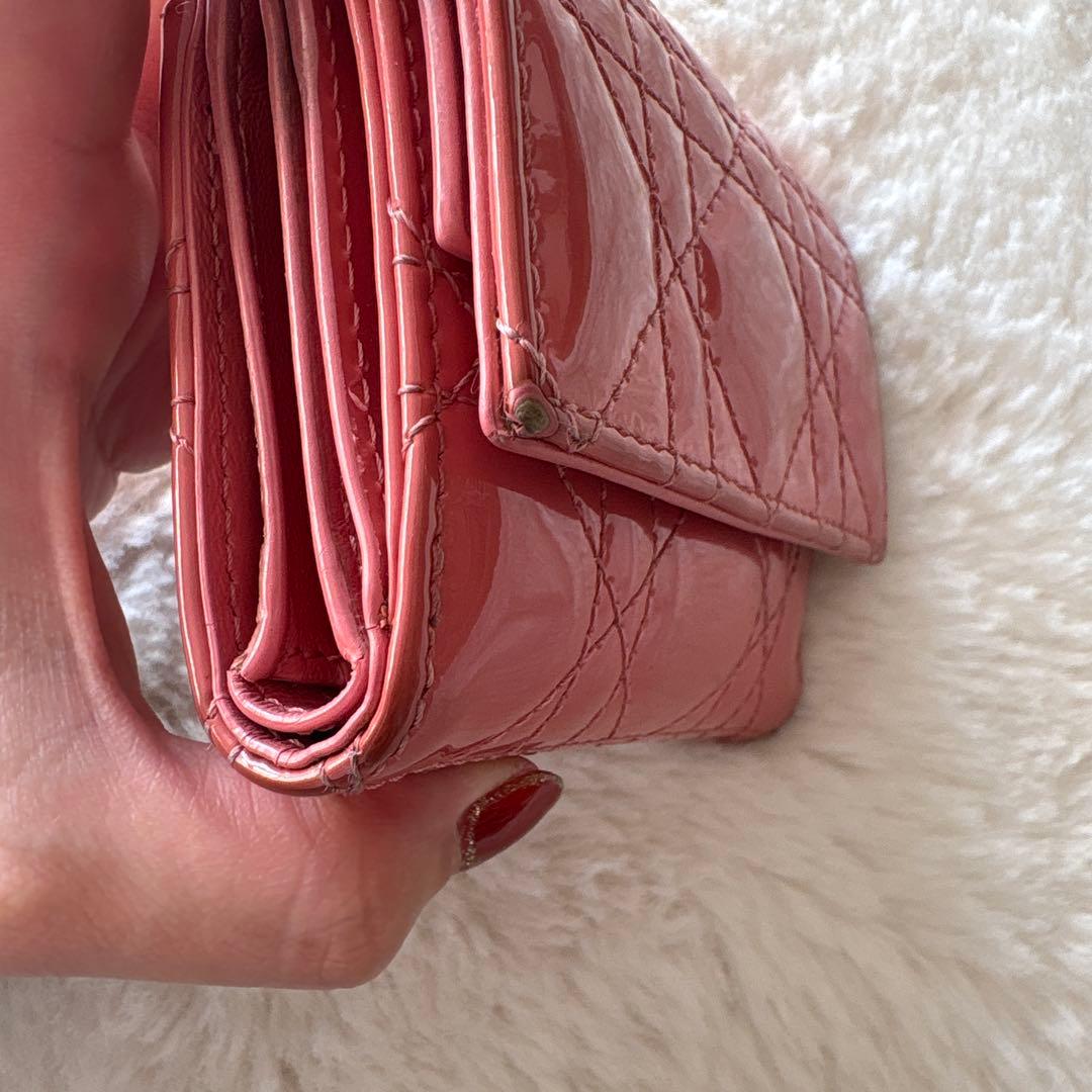 ミ*⁾様 DIORキルティング三つ折り財布 サーモンピンク