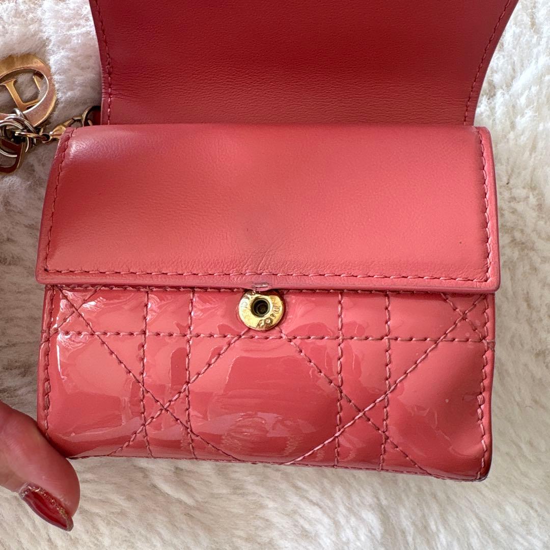 ミ*⁾様 DIORキルティング三つ折り財布 サーモンピンク