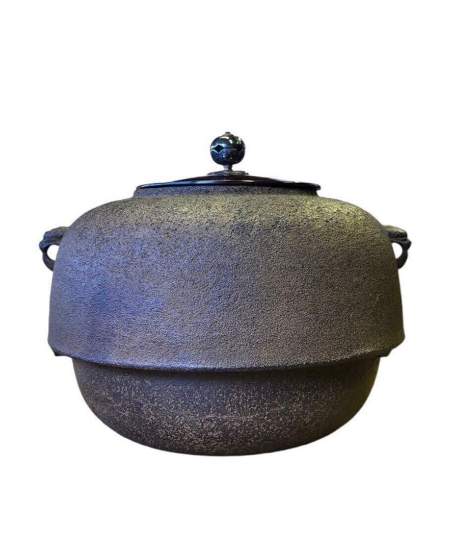 釜師　木村一無作　銀摘　共箱『唐銅鬼面風炉』茶道具/鉄瓶　古道具