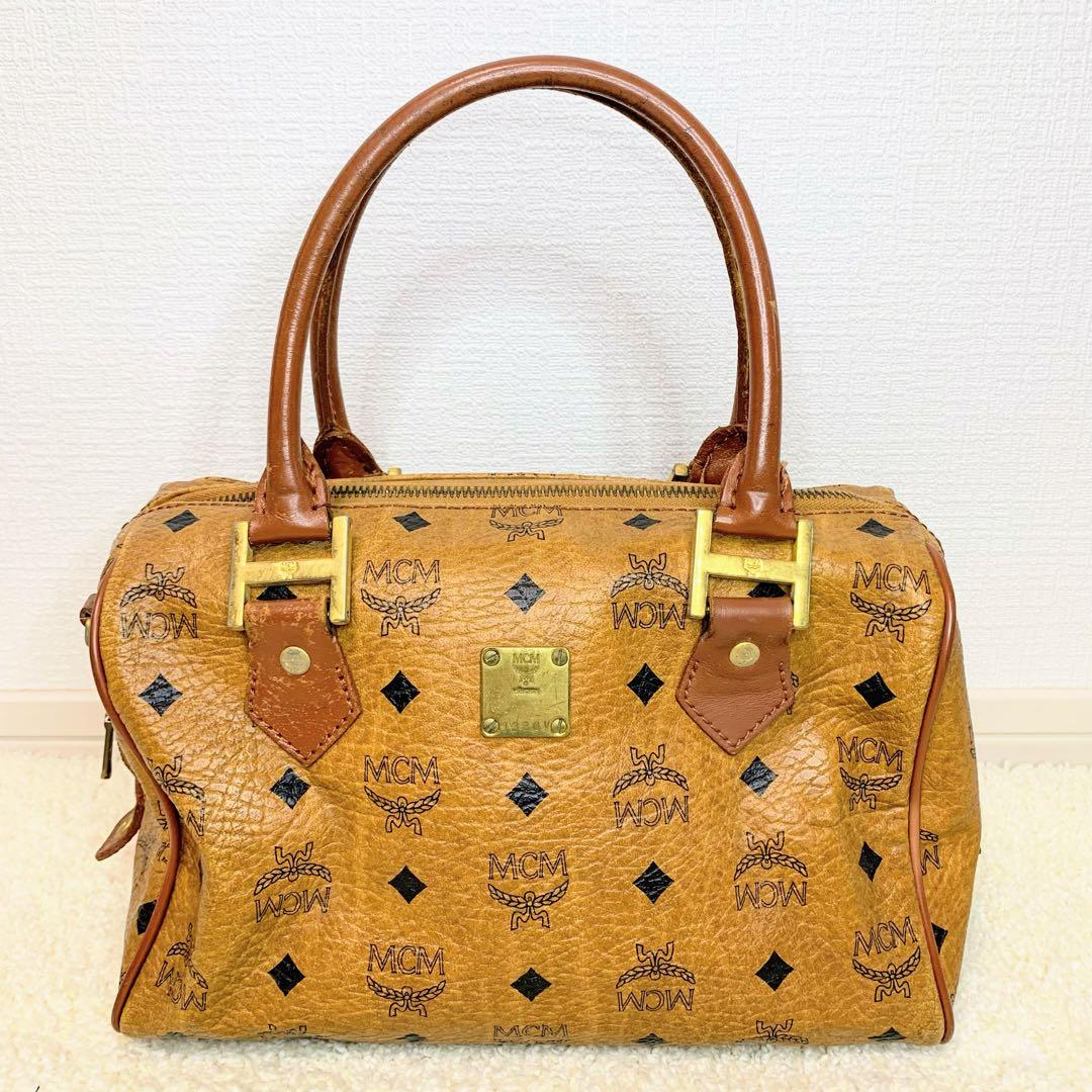 MCM ヴィセトス ミニボストン ハンドバッグ レザー ブラウン