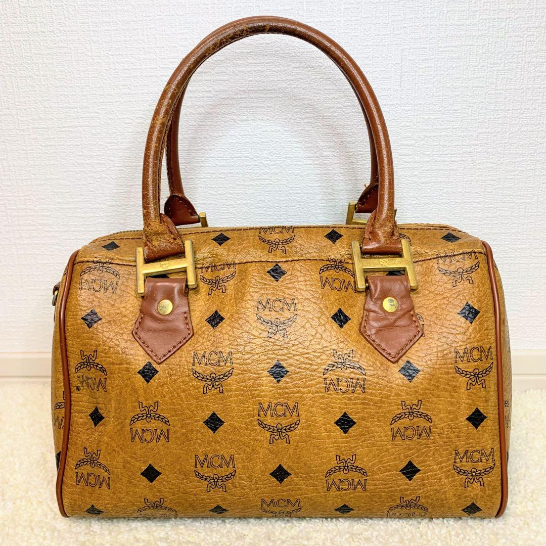 MCM ヴィセトス ミニボストン ハンドバッグ レザー ブラウン