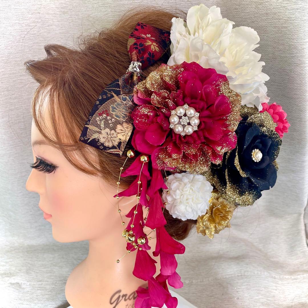 ピンク　和装髪飾り　振袖髪飾り　成人式髪飾り　色打掛髪飾り　結婚式髪飾り