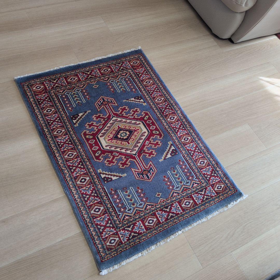 65X91cmパキスタン手織りマット(225)ギャッベ・ペルシャ・じゅうたん