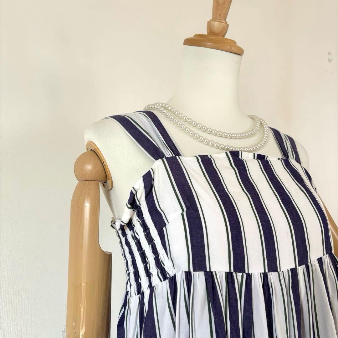 ❤️レア❤️ヌキテパ　ストライプコンビネゾン　オールインワン　ネイビー