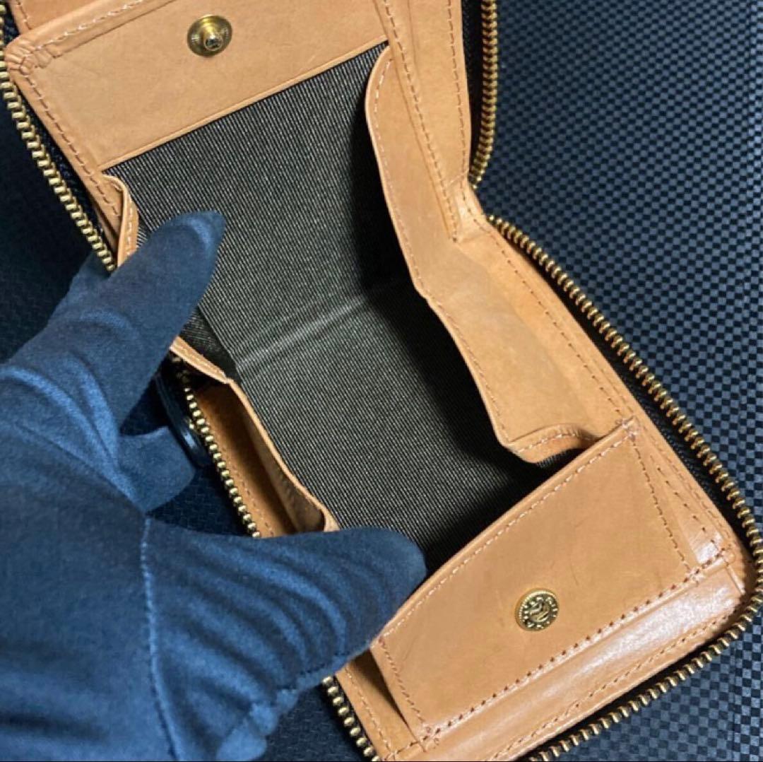 ロカド シェルコードバン 二つ折り 財布 ラウンドファスナー 馬革 ブラック