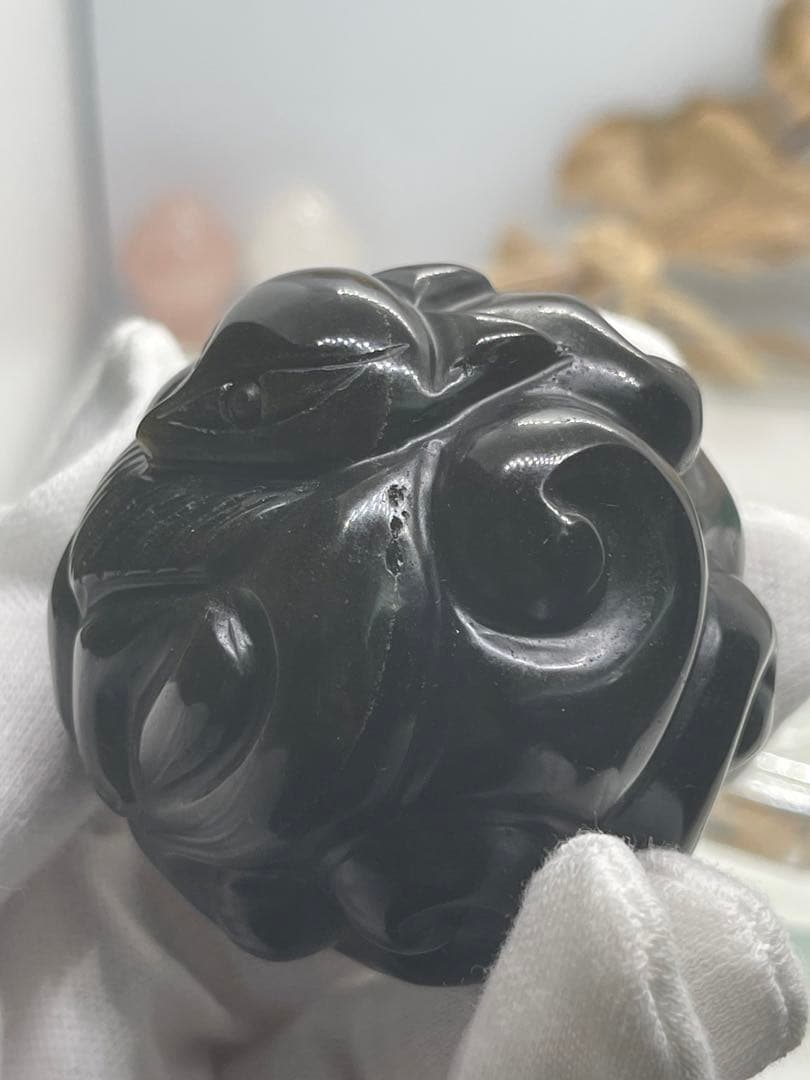 MH様10【1855】九尾彫りスフィア ゴールデンオブシディアン